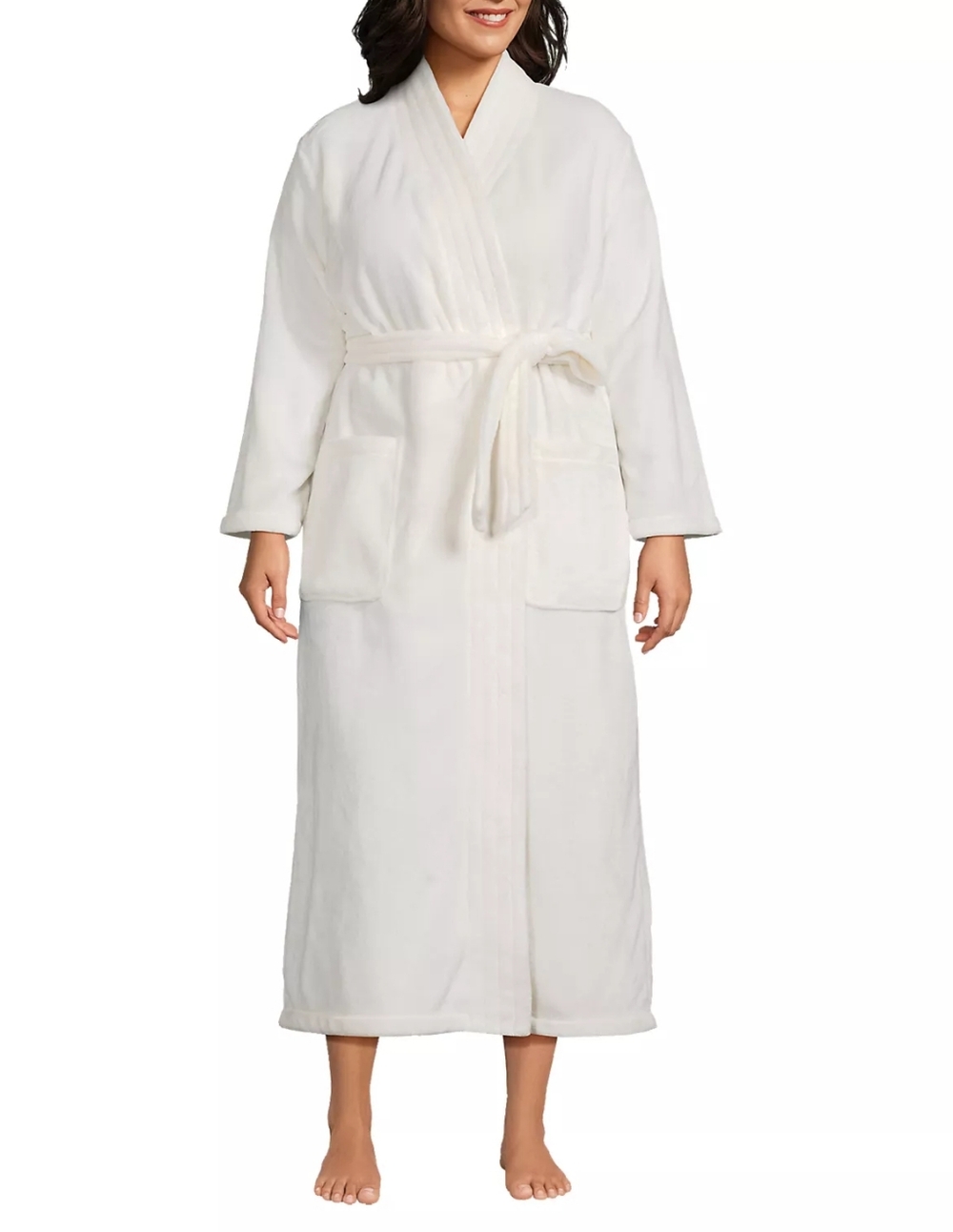 NEW MWOT Long Cotton%Spandex White Bathrobe with Belt Sz 1X